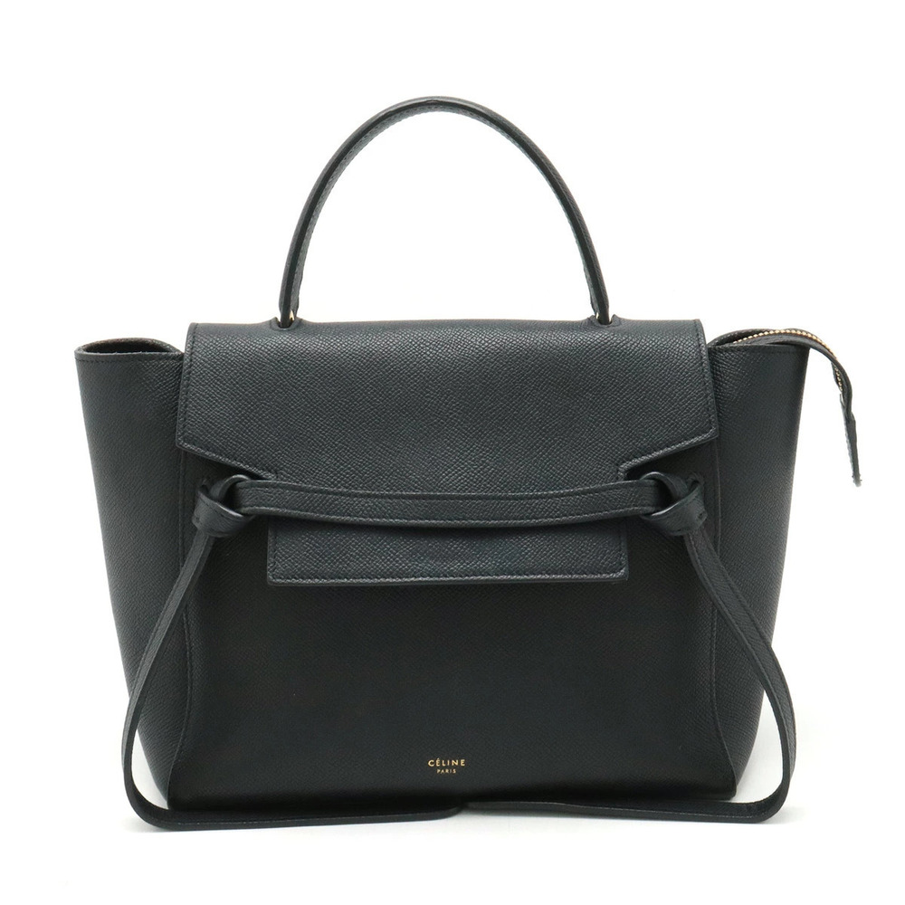 Celine Belt Leather Crossbody Bag Handbag Leather Black Shoulder Strap
